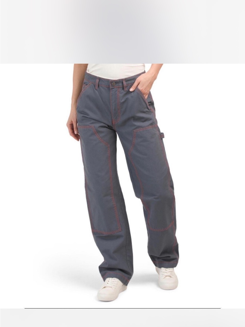 BDG Gray Cargo Pants with Red Stitching - Picture 6 of 6
